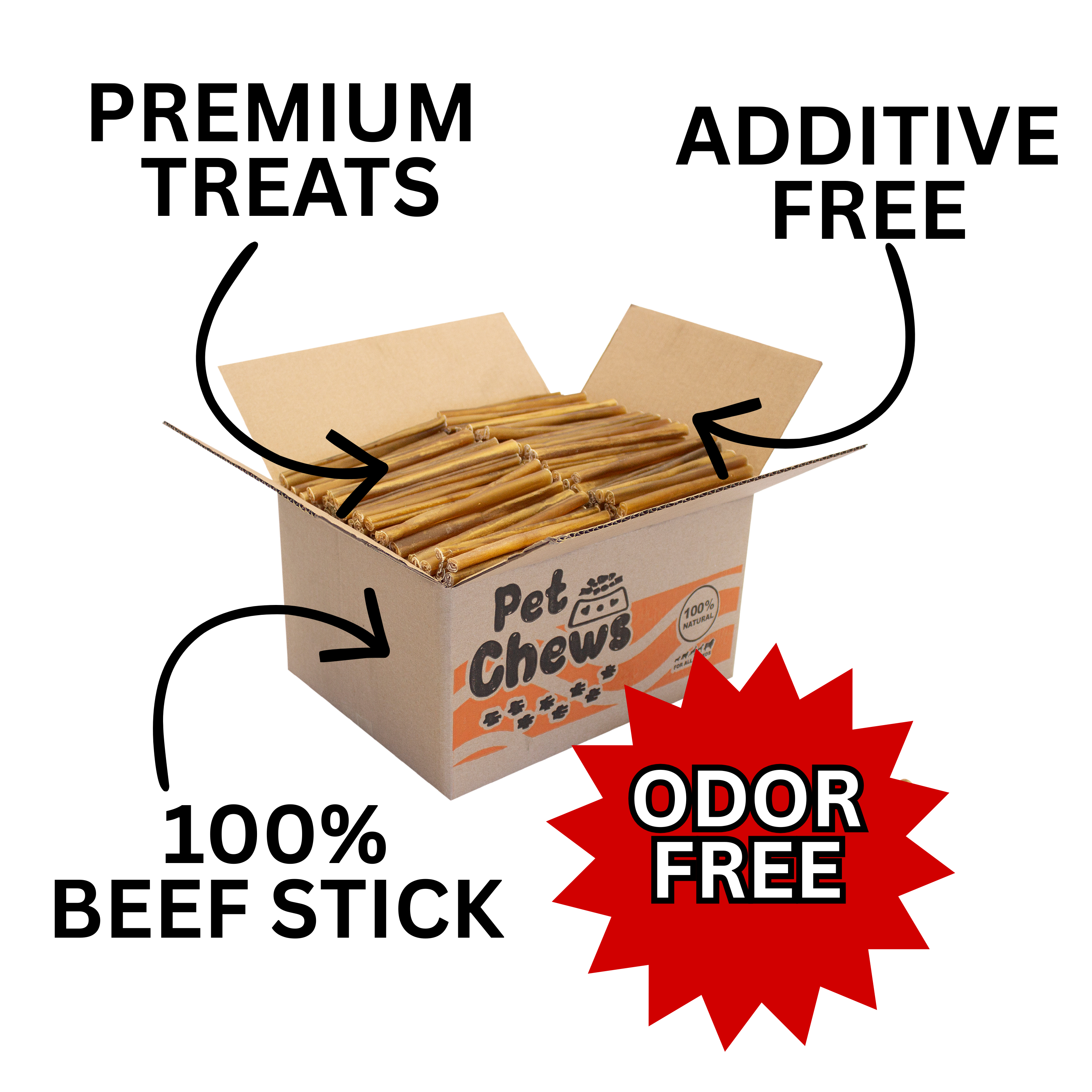 Premium Beef Collagen Sticks for Dogs – 6" | 7 Lb Bulk Pack (125 Count)