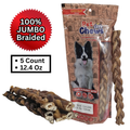 12" JUMBO BRAIDED Bully Sticks - 70g Each | Heavy Duty Chews (5 Pack)