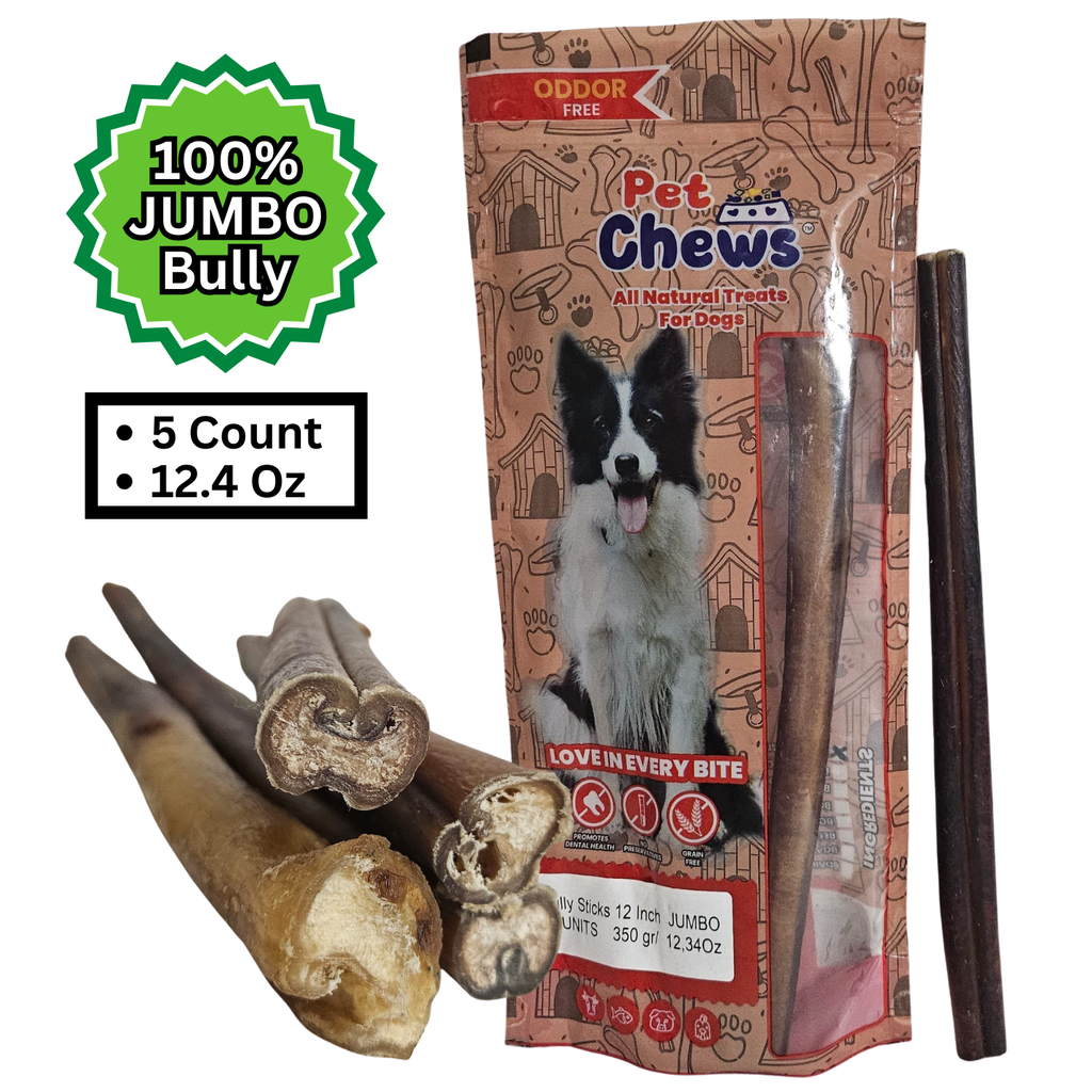 12" JUMBO Bully Sticks - 70g Each | Heavy Duty Chews (5 Pack)