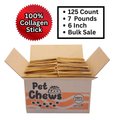 Premium Beef Collagen Sticks for Dogs – 6" | 7 Lb Bulk Pack (125 Count)