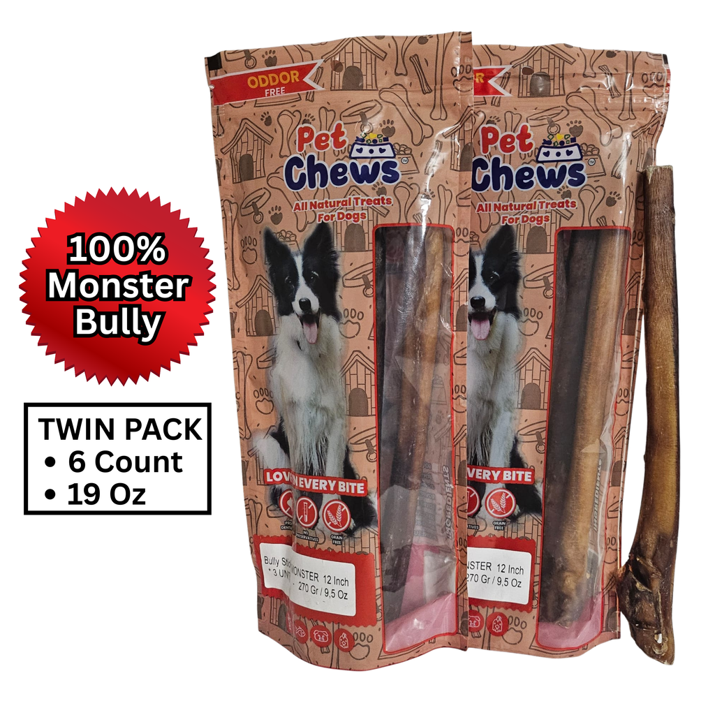 TWIN-PACK 12" MONSTER Bully Sticks - 90g Each | Heavy Duty Chews