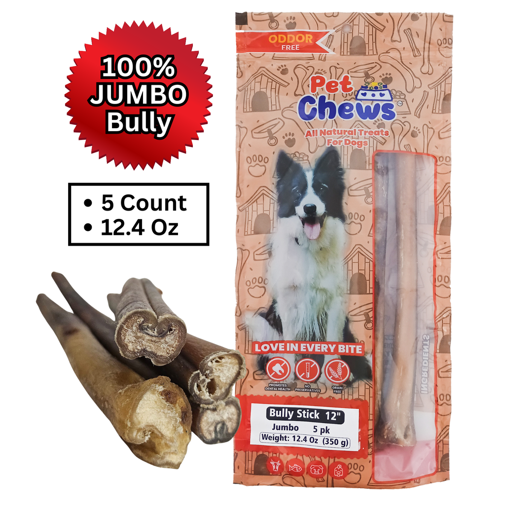 12" JUMBO Bully Sticks - 70g Each | Heavy Duty Chews (5 Pack)
