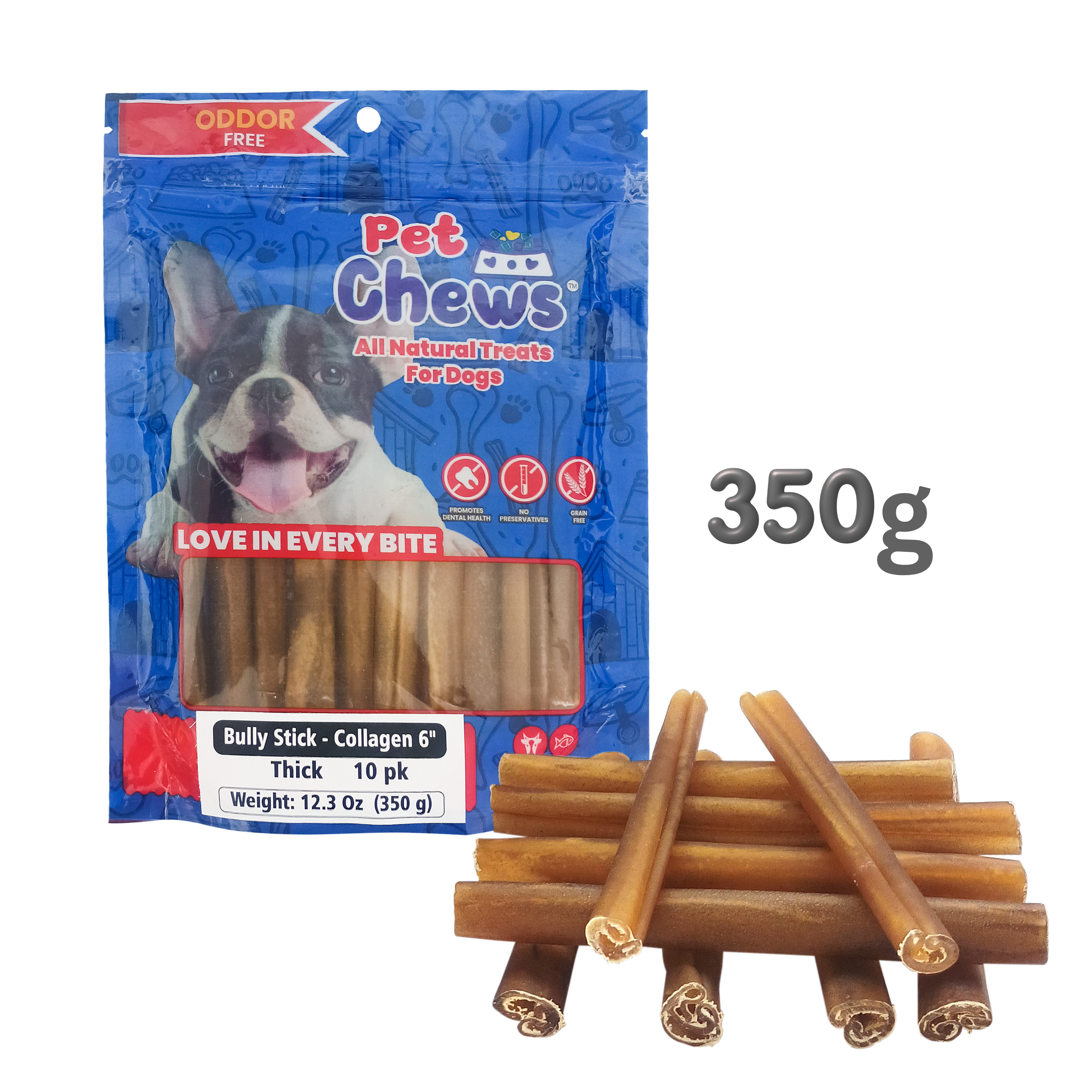 6" Bully-Collagen Sticks (10-Pack) – High-Protein Beef Chews