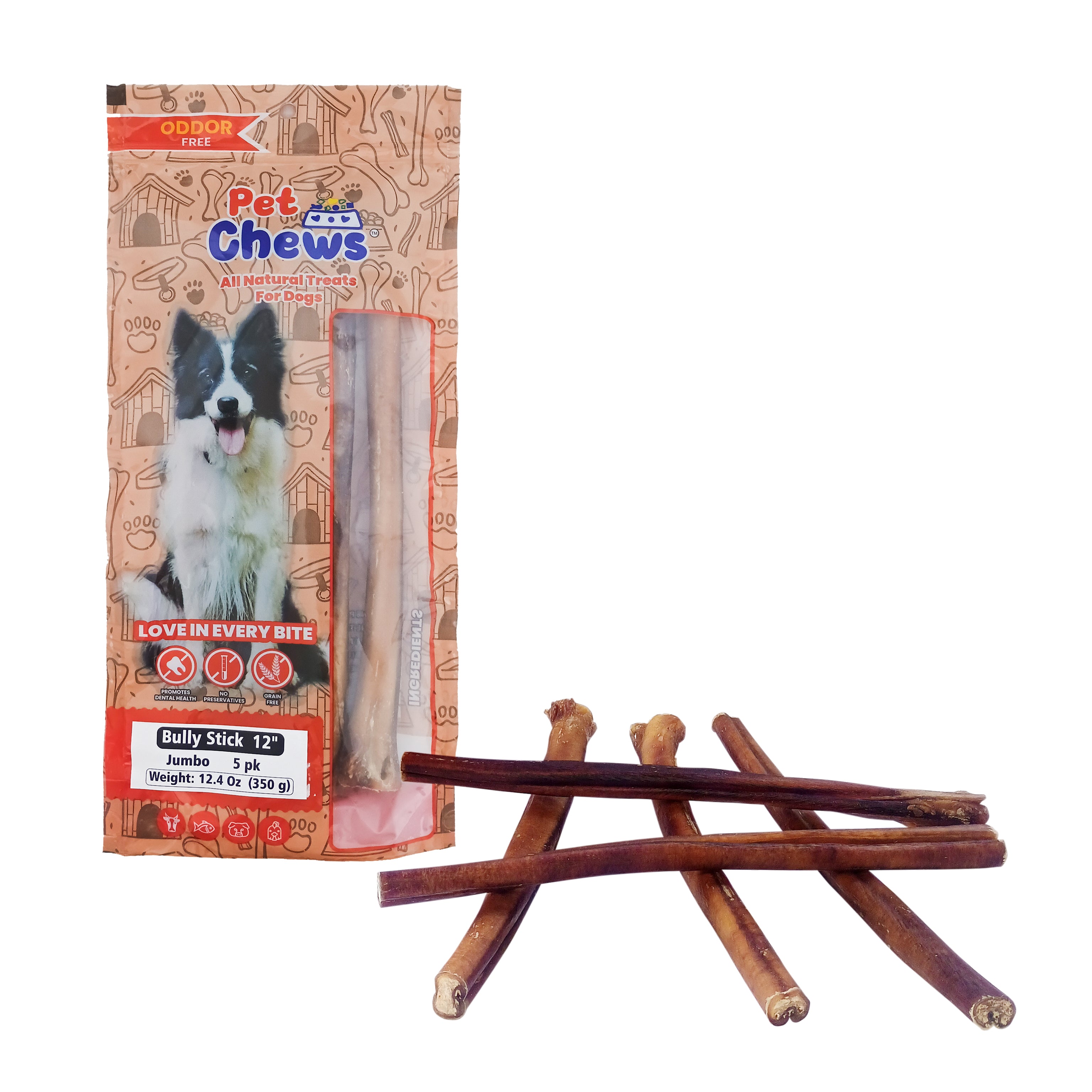 12" JUMBO Bully Sticks - 70g Each | Heavy Duty Chews (5 Pack)
