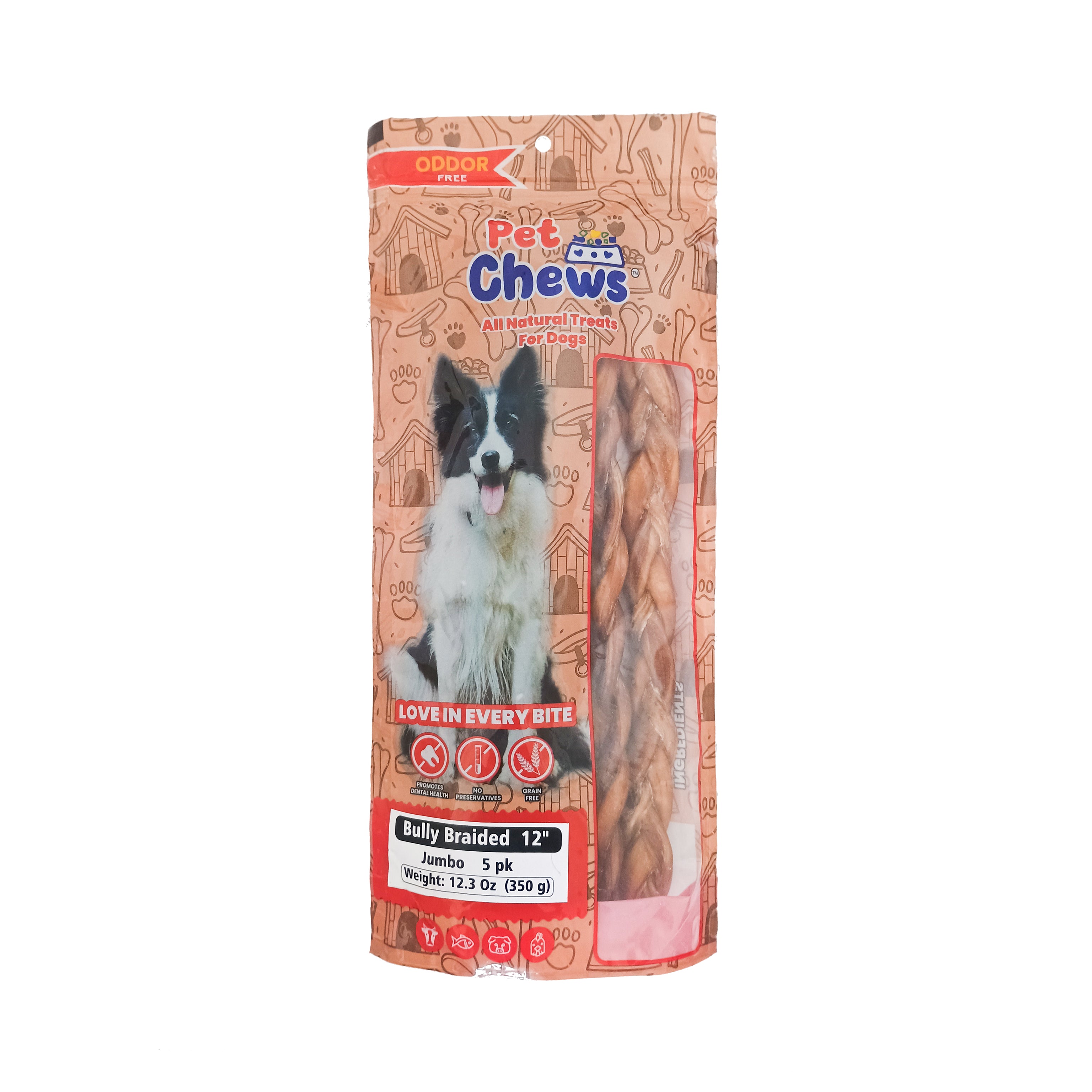 12" JUMBO BRAIDED Bully Sticks - 70g Each | Heavy Duty Chews (5 Pack)