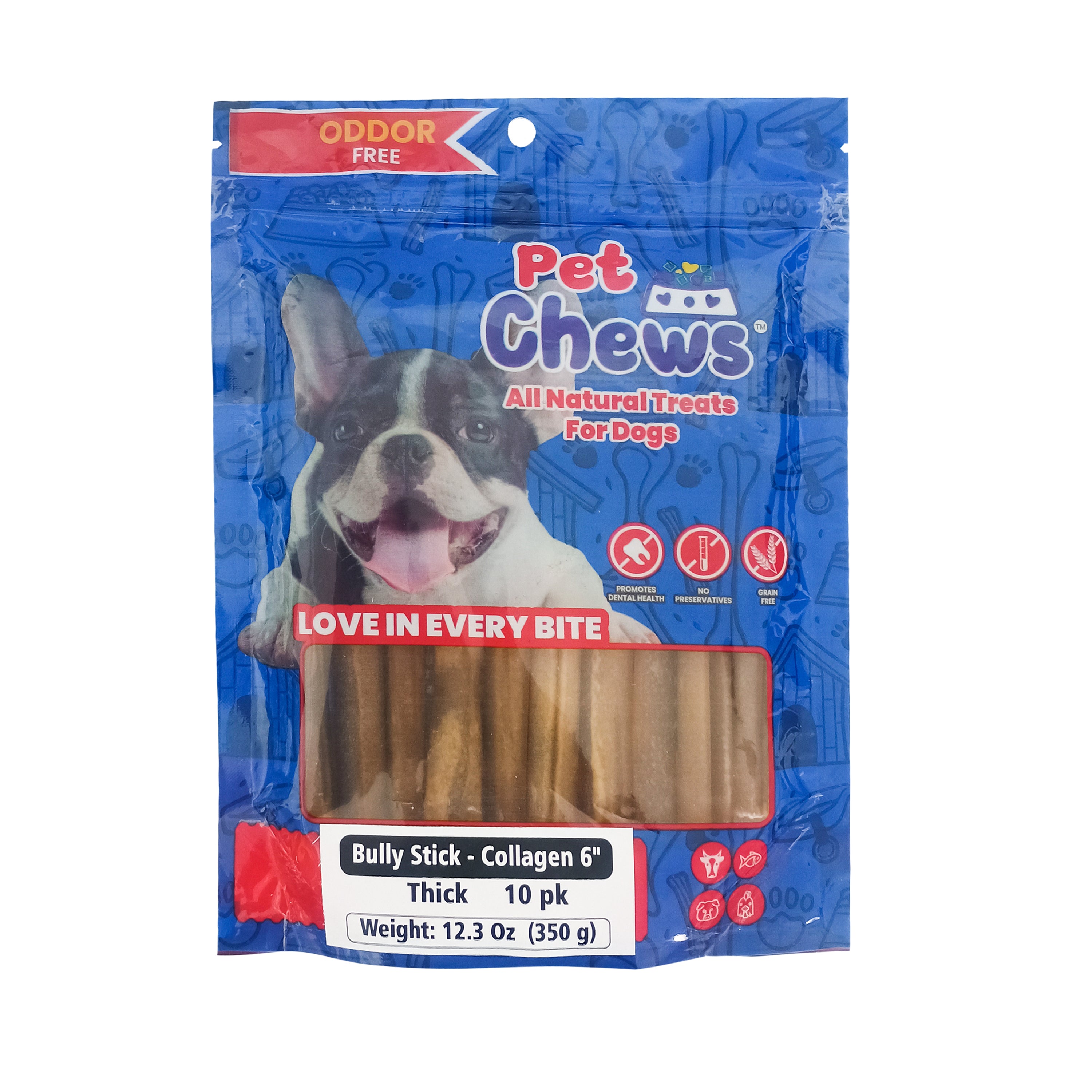 6" Bully-Collagen Sticks (10-Pack) – High-Protein Beef Chews