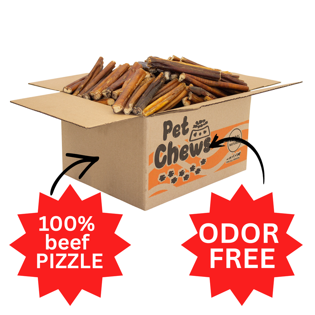THICK Bully Sticks Bulk Box- 125 Count (7.5 lbs) | 100% Natural Beef Chews