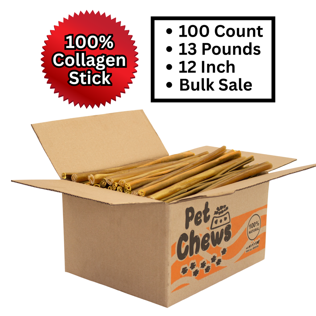 Premium Beef Collagen Sticks for Dogs – 12" | 13 Lb Bulk Pack (100 Count)