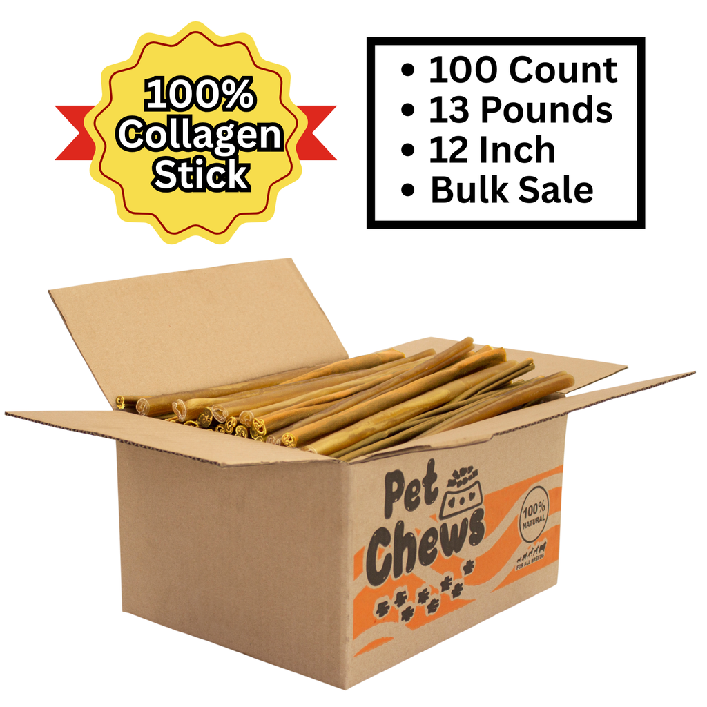 Premium Beef Collagen Sticks for Dogs – 6" | 7 Lb Bulk Pack (125 Count)