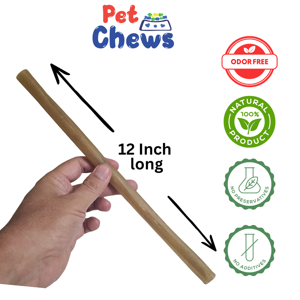 12" Natural Beef Collagen Sticks (10-Pack, 500grs) | Odor-Free & Rawhide-Free