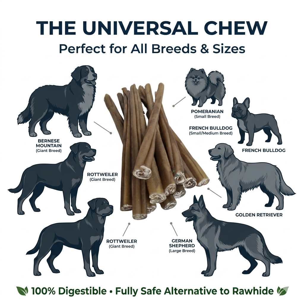 12" Natural Beef Collagen Sticks (10-Pack, 500grs) | Odor-Free & Rawhide-Free