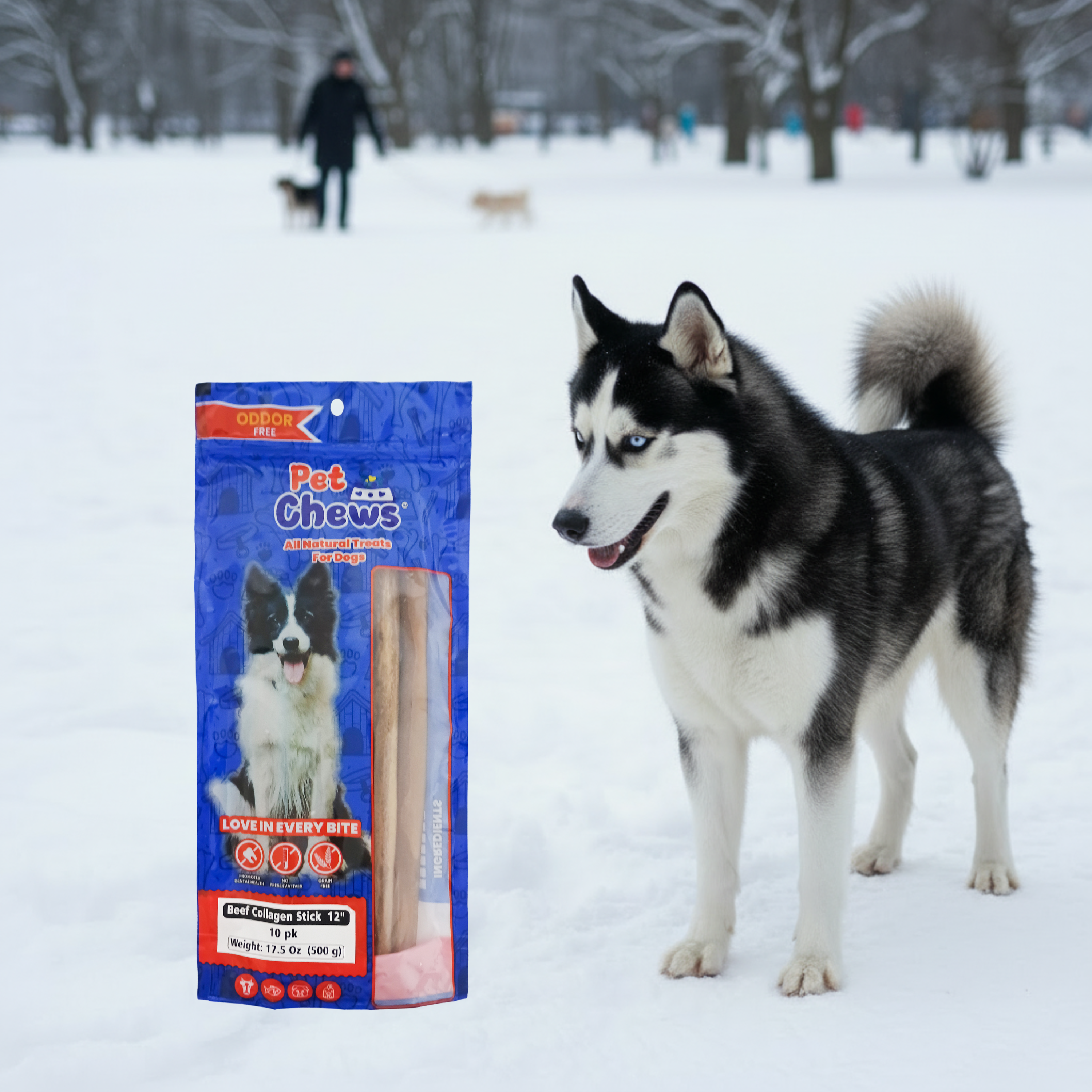 12" Natural Beef Collagen Sticks (10-Pack, 500grs) | Odor-Free & Rawhide-Free