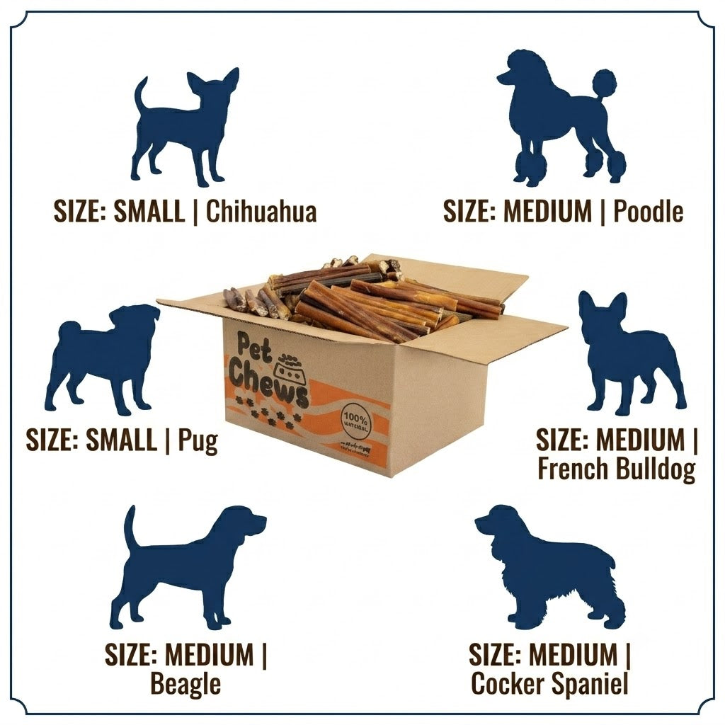 THICK Bully Sticks Bulk Box- 125 Count (7.5 lbs) | 100% Natural Beef Chews