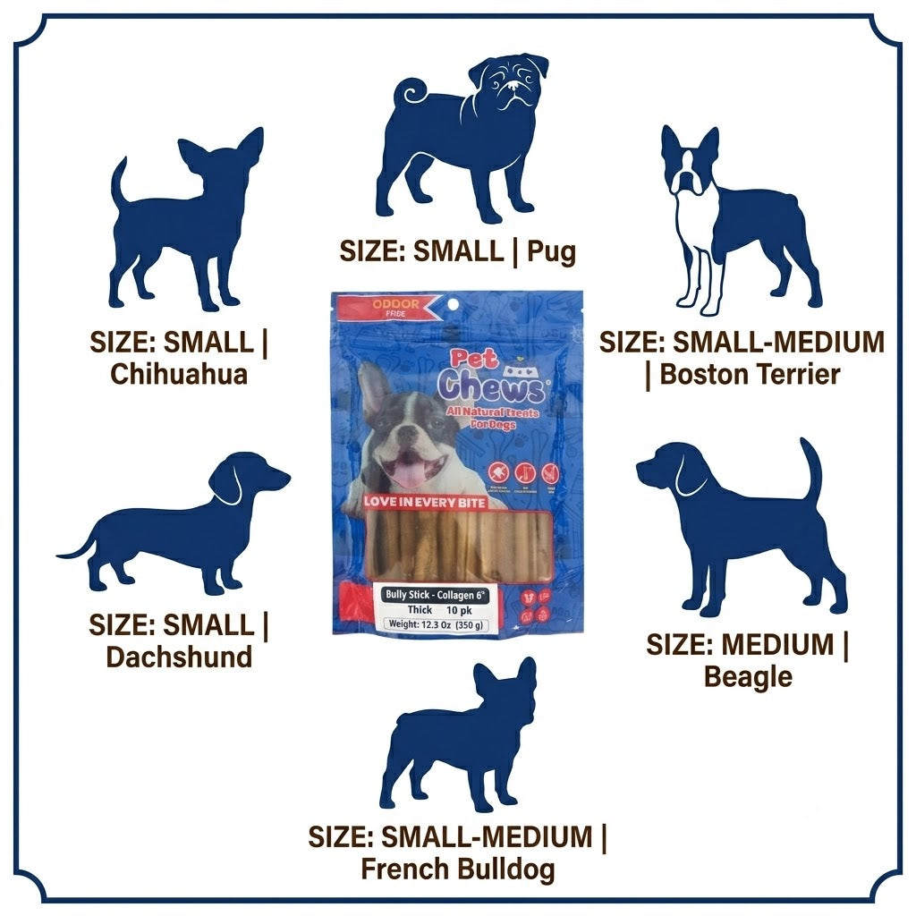 6" Bully-Collagen Sticks (10-Pack) – High-Protein Beef Chews