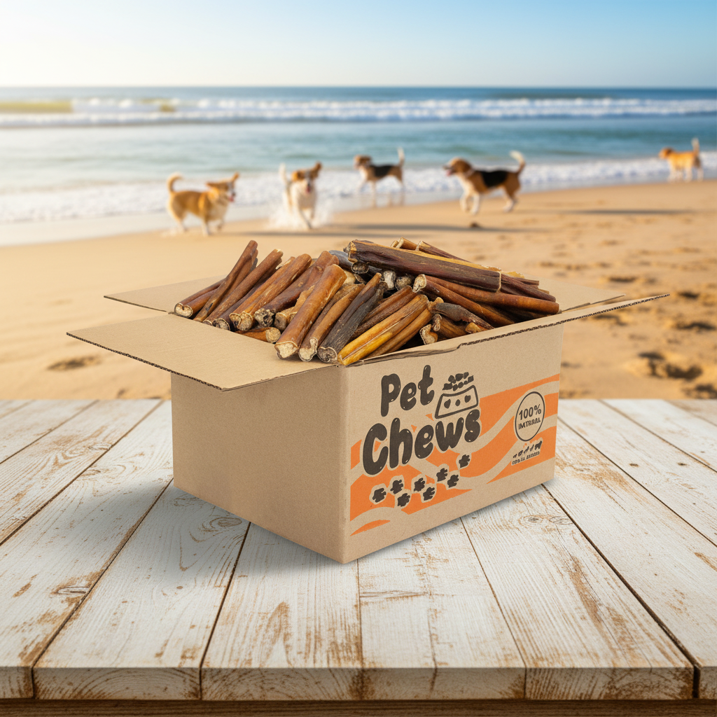 THICK Bully Sticks Bulk Box- 125 Count (7.5 lbs) | 100% Natural Beef Chews