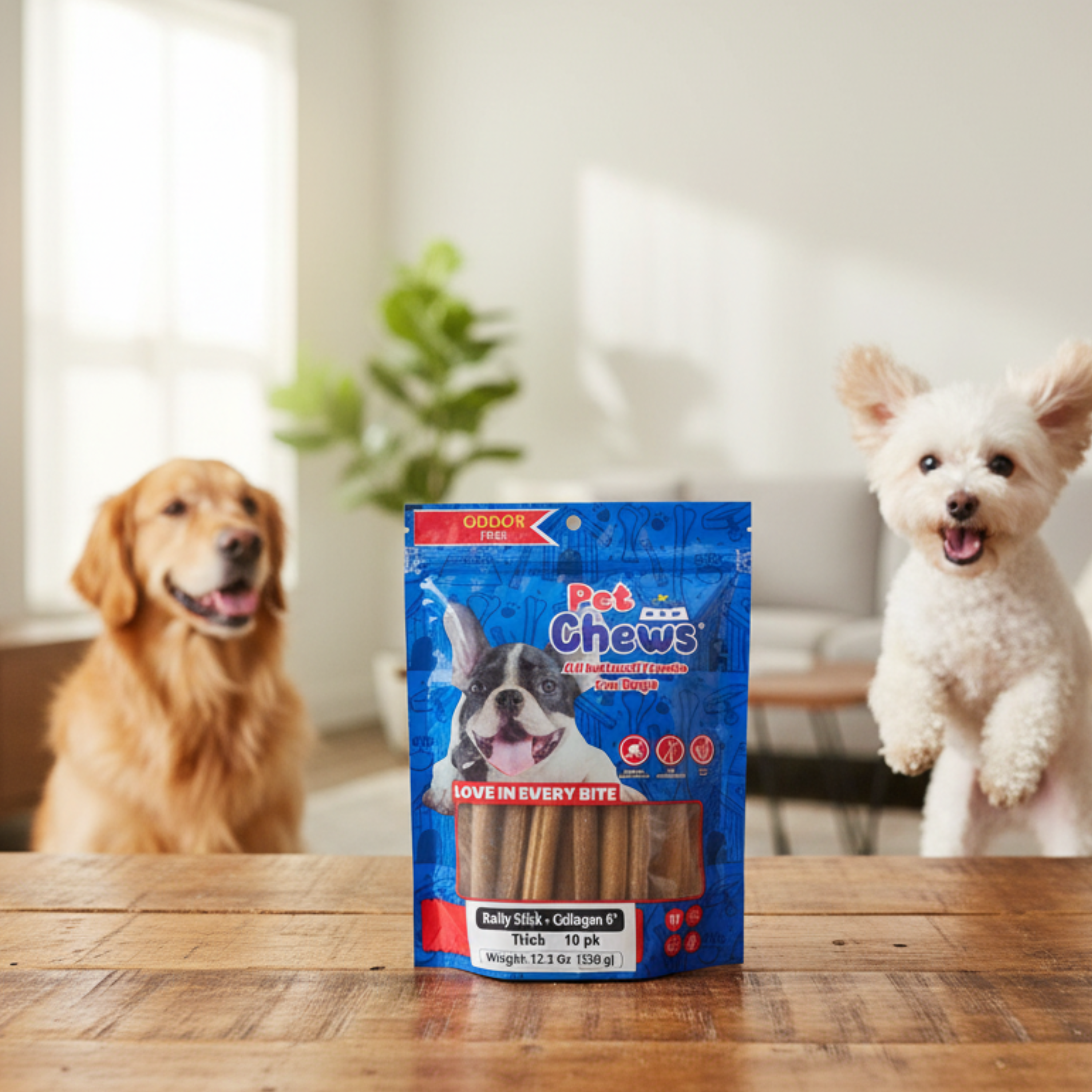 6" Bully-Collagen Sticks (10-Pack) – High-Protein Beef Chews